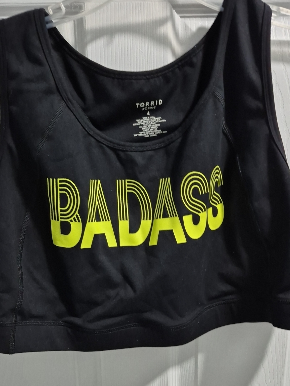torrid Black Tank with Neon Yellow "BADASS" Graphic